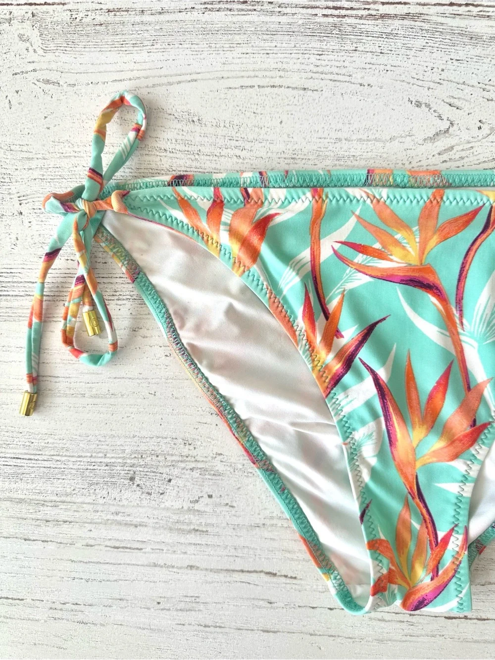 HELEN JON High Neck Halter String Bikini Set L Tropical Botanical